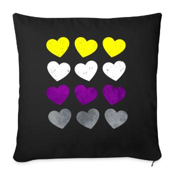 Non Binary, Proud, Flag, Heart, Subtle, LGBTQ - Sofa pillowcase 17,3'' x 17,3'' (45 x 45 cm) - black - Front