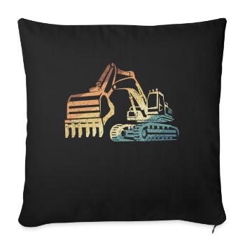 Excavatrice Retro Enfants Garçons Filles - Housse de coussin décorative 45 x 45 cm - noir - Devant