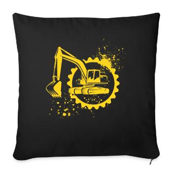 Yellow Excavator Kids Boys Girls - Sofa pillowcase 17,3'' x 17,3'' (45 x 45 cm) - black - Front