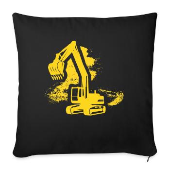 Excavatrice Enfants Garçons Filles - Housse de coussin décorative 45 x 45 cm - noir - Devant
