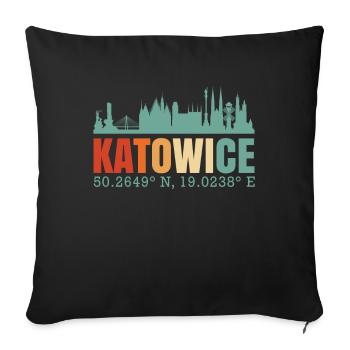 Poland Katowice Skyline - Sofa pillowcase 17,3'' x 17,3'' (45 x 45 cm) - black - Front