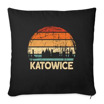 Poland Katowice Skyline - Sofa pillowcase 17,3'' x 17,3'' (45 x 45 cm) - black - Front