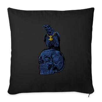 Gothic raven with Mjölnir on skull - Gothic - Sofa pillowcase 17,3'' x 17,3'' (45 x 45 cm) - black - Front