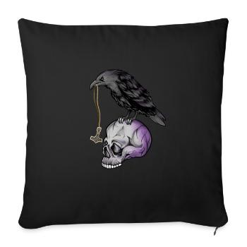 Corneille gothique avec collier Mjölnir sur le crâne - Goth - Housse de coussin décorative 45 x 45 cm - noir - Devant