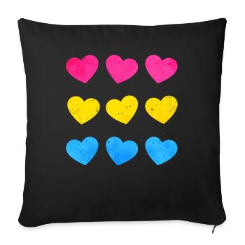 Pansexuelle Stolz Pan Flagge Herzen Subtile LGBTQ - Sofakissenbezug 45 x 45 cm - Schwarz - Vorne