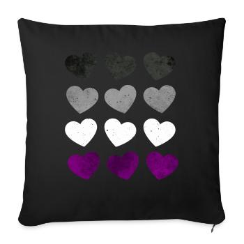 Asexuell Stolz Ass Flagge Herzen Subtil LGBTQ - Sofakissenbezug 45 x 45 cm - Schwarz - Vorne