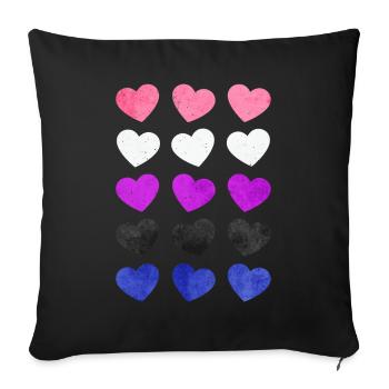 Gender Fluid Pride Flag Hearts Subtle LGBTQ - Sofa pillowcase 17,3'' x 17,3'' (45 x 45 cm) - black - Front