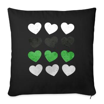 Demiromantic Pride Flag Hearts Subtle LGBTQ - Sofa pillowcase 17,3'' x 17,3'' (45 x 45 cm) - black - Front