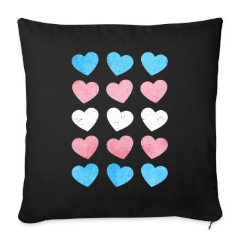 Transgender Pride Trans Flag Hearts Subtle LGBT - Sofa pillowcase 17,3'' x 17,3'' (45 x 45 cm) - black - Front