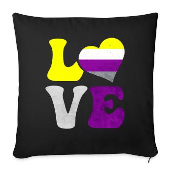 Nicht-binäre Stolz Flagge LIEBE Herz LGBTQ - Sofakissenbezug 45 x 45 cm - Schwarz - Vorne