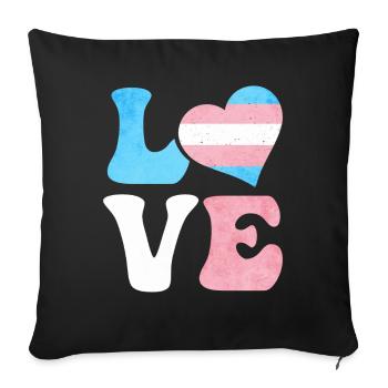 Transgender Pride Trans Flag LOVE Heart LGBTQ - Sofa pillowcase 17,3'' x 17,3'' (45 x 45 cm) - black - Front