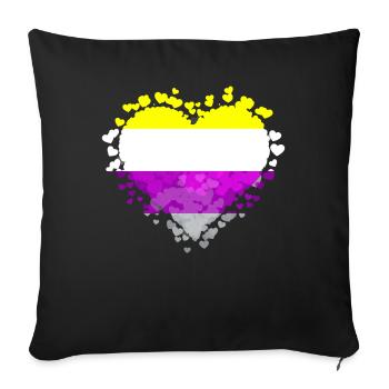 Nicht binäre Stolz Flagge Herzen Sublte LGBTQ - Sofakissenbezug 45 x 45 cm - Schwarz - Vorne
