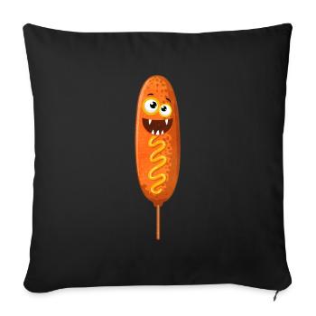 Corn Dog Food Love Gift - Sofa pillowcase 17,3'' x 17,3'' (45 x 45 cm) - black - Front
