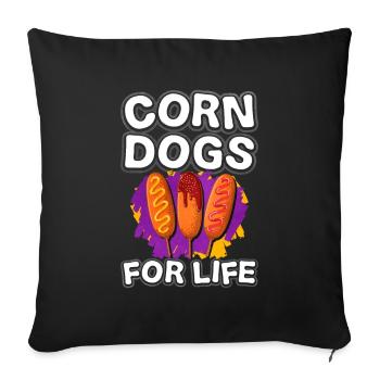 Corn Dog Food Love Gift - Sofa pillowcase 17,3'' x 17,3'' (45 x 45 cm) - black - Front