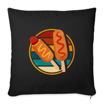 Retro Corn Dog - Sofa pillowcase 17,3'' x 17,3'' (45 x 45 cm) - black - Front