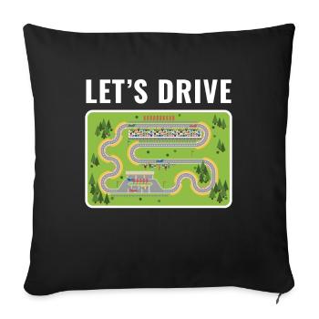 Lets Drive Play Rug Play Mat - Sofa pillowcase 17,3'' x 17,3'' (45 x 45 cm) - black - Front