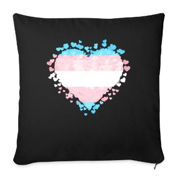 Transgender Pride Trans Flag Hearts Sublte LGBTQ - Sofa pillowcase 17,3'' x 17,3'' (45 x 45 cm) - black - Front