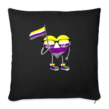 Nicht binär Stolz Flagge Herz Sublte LGBTQ - Sofakissenbezug 45 x 45 cm - Schwarz - Vorne