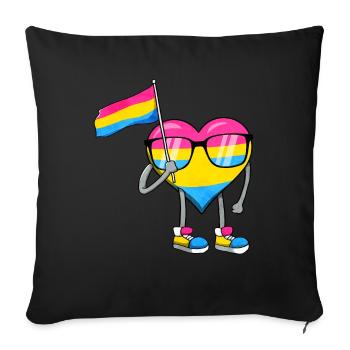 Pansexual Pride Pan Flag Coeur Sublte LGBTQ - Housse de coussin décorative 45 x 45 cm - noir - Devant