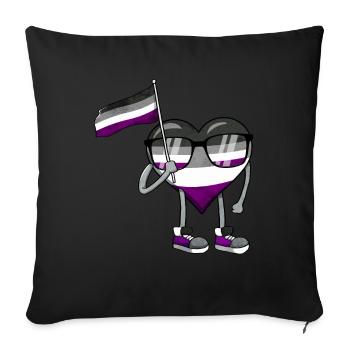 Asexual Pride Ace Flag Heart Sublte LGBTQ - Sofa pillowcase 17,3'' x 17,3'' (45 x 45 cm) - black - Front