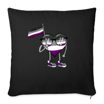 Asexual Pride Ace Flag Heart Sublte LGBTQ - Sofa pillowcase 17,3'' x 17,3'' (45 x 45 cm) - black - Front