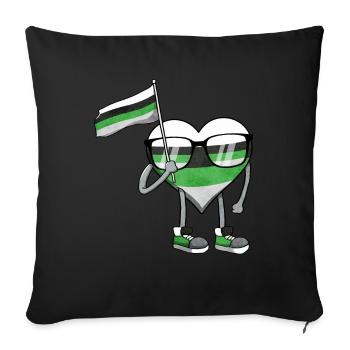 Demiromantique Fierté Flag Coeur Sublte LGBTQ - Housse de coussin décorative 45 x 45 cm - noir - Devant