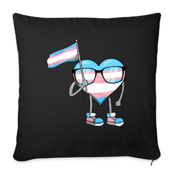 Transgender Pride Trans Flag Heart Sublte LGBTQ - Sofa pillowcase 17,3'' x 17,3'' (45 x 45 cm) - black - Front