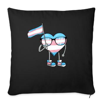 Transgender Pride Trans Flag Heart Sublte LGBTQ - Sofa pillowcase 17,3'' x 17,3'' (45 x 45 cm) - black - Front