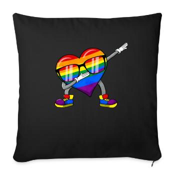 Homosexuell Stolz Regenbogen Flagge Tupfen Herz Su - Sofakissenbezug 45 x 45 cm - Schwarz - Vorne