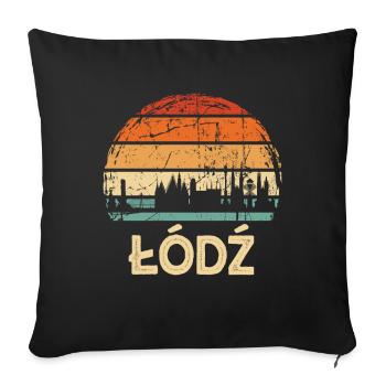 Pologne Lodz Skyline - Housse de coussin décorative 45 x 45 cm - noir - Devant