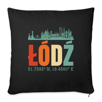 Pologne Lodz Skyline - Housse de coussin décorative 45 x 45 cm - noir - Devant