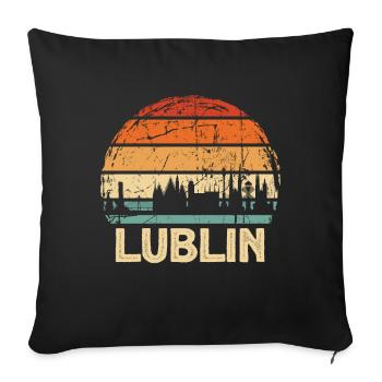 Pologne Lublin Skyline - Housse de coussin décorative 45 x 45 cm - noir - Devant