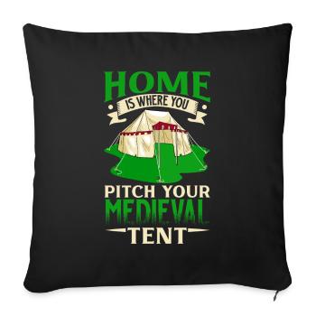 La maison est une tente au Moyen Âge - Housse de coussin décorative 45 x 45 cm - noir - Devant