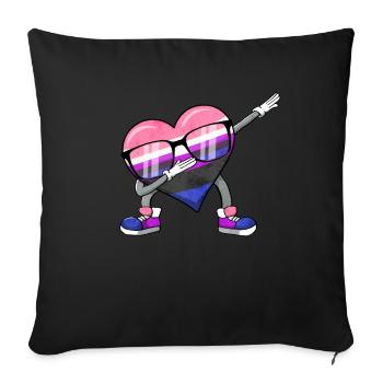 Genre Fluid Pride Flag Polka Dot Heart Sublte LGBTQ - Housse de coussin décorative 45 x 45 cm - noir - Devant