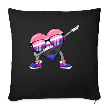 Genre Fluid Pride Flag Polka Dot Heart Sublte LGBTQ - Housse de coussin décorative 45 x 45 cm - noir - Devant