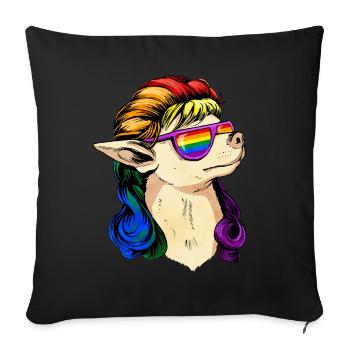 Gay Pride Rainbow Flag Mullet Chihuah - Housse de coussin décorative 45 x 45 cm - noir - Devant