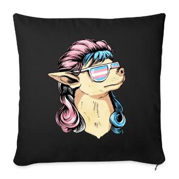 Fierté transgenre Drapeau trans Mullet Chihuahua Hu - Housse de coussin décorative 45 x 45 cm - noir - Devant