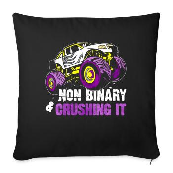 Non-Binary Pride Flag Monster Truck - Sofa pillowcase 17,3'' x 17,3'' (45 x 45 cm) - black - Front