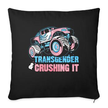 Transgender Pride Monster Truck - Sofa pillowcase 17,3'' x 17,3'' (45 x 45 cm) - black - Front