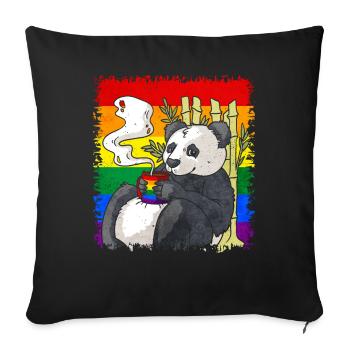 Gay Pride Rainbow Flag Panda Coffee S - Sofa pillowcase 17,3'' x 17,3'' (45 x 45 cm) - black - Front