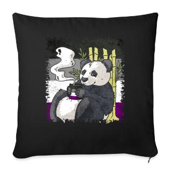 Asexual Pride Ace Flag Panda Café Sublte LGBT - Housse de coussin décorative 45 x 45 cm - noir - Devant