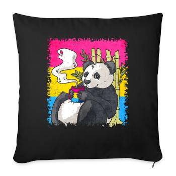 Pansexual Pride Pan Flag Panda Café Sublte LG - Housse de coussin décorative 45 x 45 cm - noir - Devant
