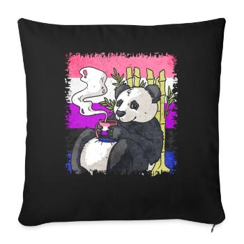 Gender Fluid Pride Flag Panda Coffee Sublte - Sofa pillowcase 17,3'' x 17,3'' (45 x 45 cm) - black - Front