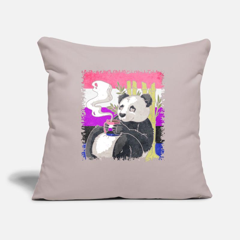 Geschlecht Fluid Stolz Flagge Panda Kaffee Sublte Sofakissenbezug 45 x 45 cm