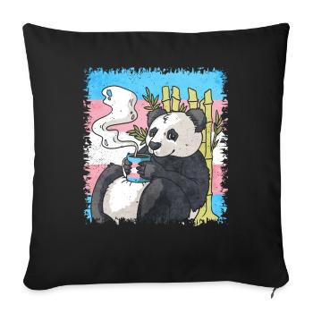 Transgender Pride Trans Flag Panda Coffee Sublte - Sofa pillowcase 17,3'' x 17,3'' (45 x 45 cm) - black - Front
