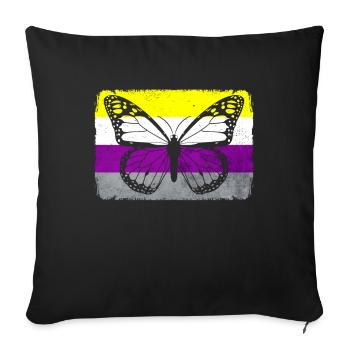 Nicht binäre Stolz Flagge Schmetterling Sublte LGB - Sofakissenbezug 45 x 45 cm - Schwarz - Vorne