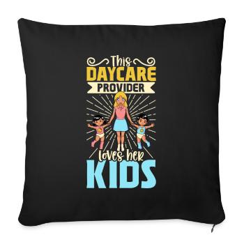 Children in day care - childminder - Sofa pillowcase 17,3'' x 17,3'' (45 x 45 cm) - black - Front