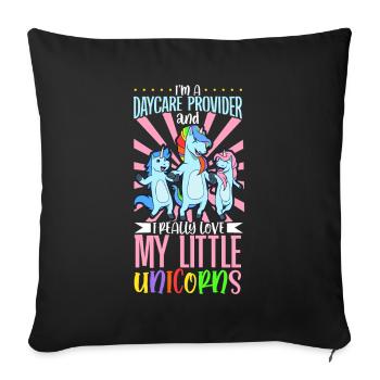 I really love my little unicorns - Tagesmutter - Sofakissenbezug 45 x 45 cm - Schwarz - Vorne