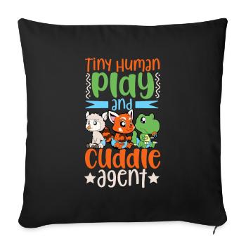 Spiel und Kuschel Agent - Babysitter - Sofakissenbezug 45 x 45 cm - Schwarz - Vorne