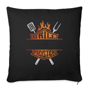 Grillmeister - eigener Name - Vatertag Geschenk - Sofakissenbezug 45 x 45 cm - Schwarz - Vorne